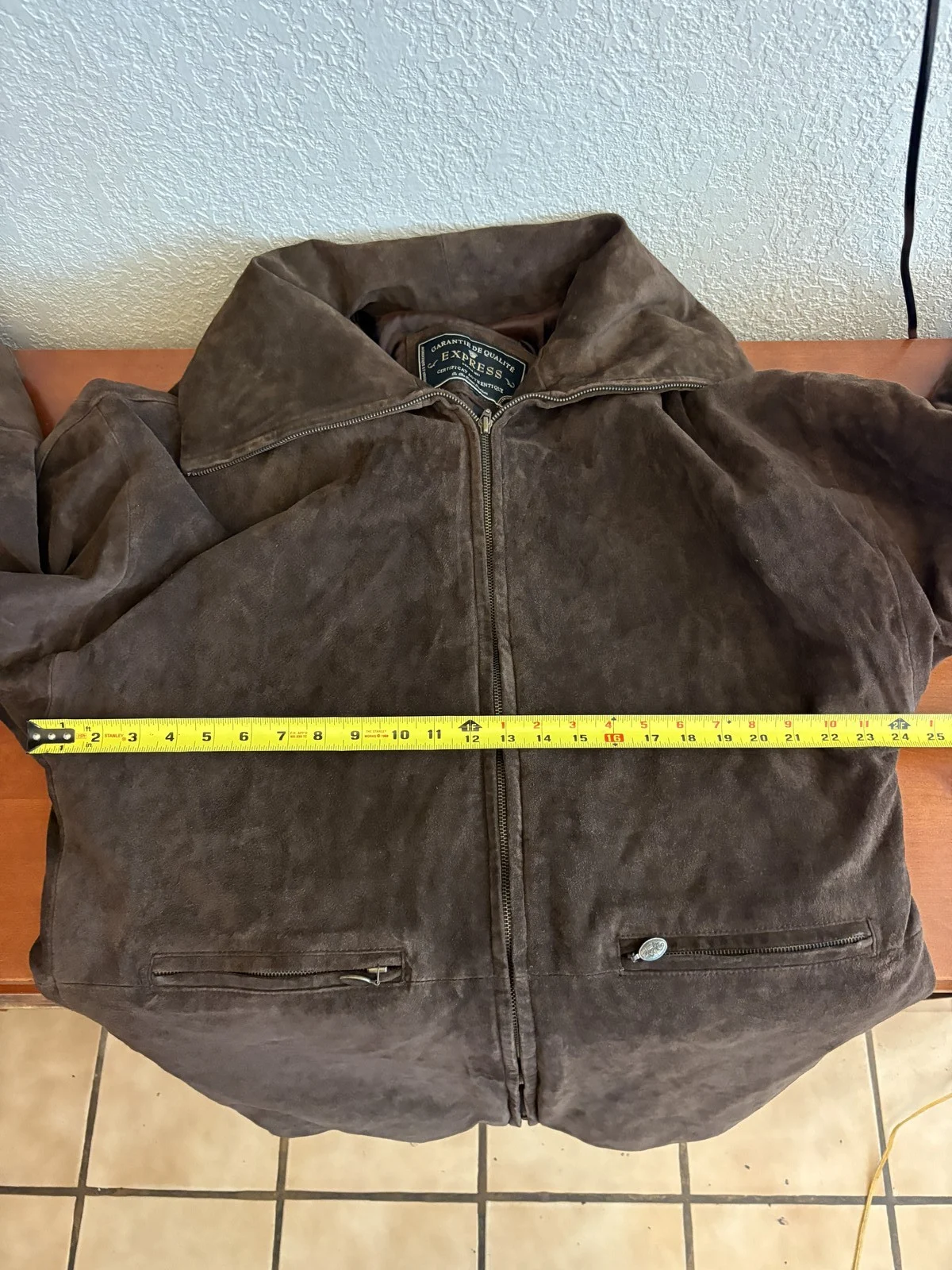 Express Vintage Brown Suede Leather Jacket Men's Size 40 – photo 11