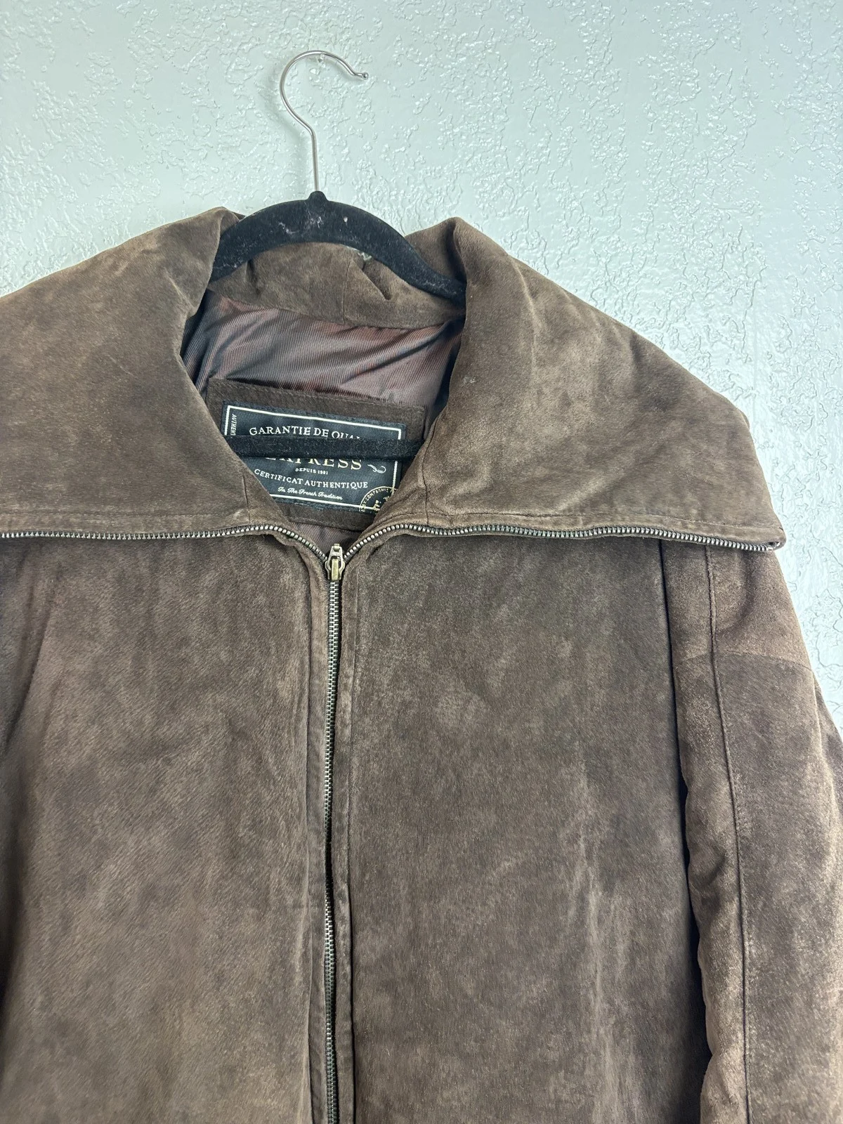 Express Vintage Brown Suede Leather Jacket Men's Size 40 – photo 4