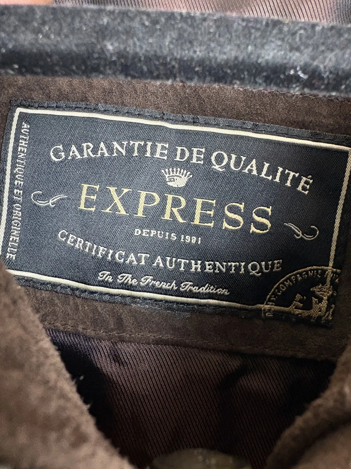 Express Vintage Brown Suede Leather Jacket Men's Size 40 – photo 9