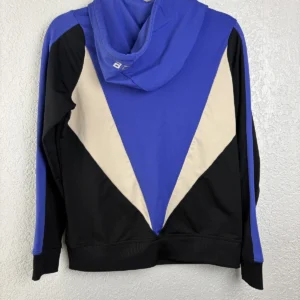 BCBGMAXAZRIA Women's Colorblock Zip Hoodie Blue Black Beige Size M – photo 2