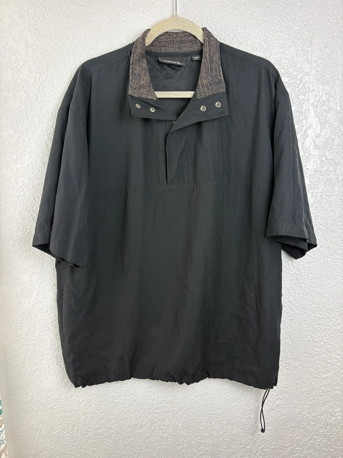 Ashworth Men's Black Short Sleeve Golf Pullover Windbreaker Size L