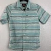 Quiksilver Men's Short Sleeve Button Up Shirt Size 12-14 Teal Stripe