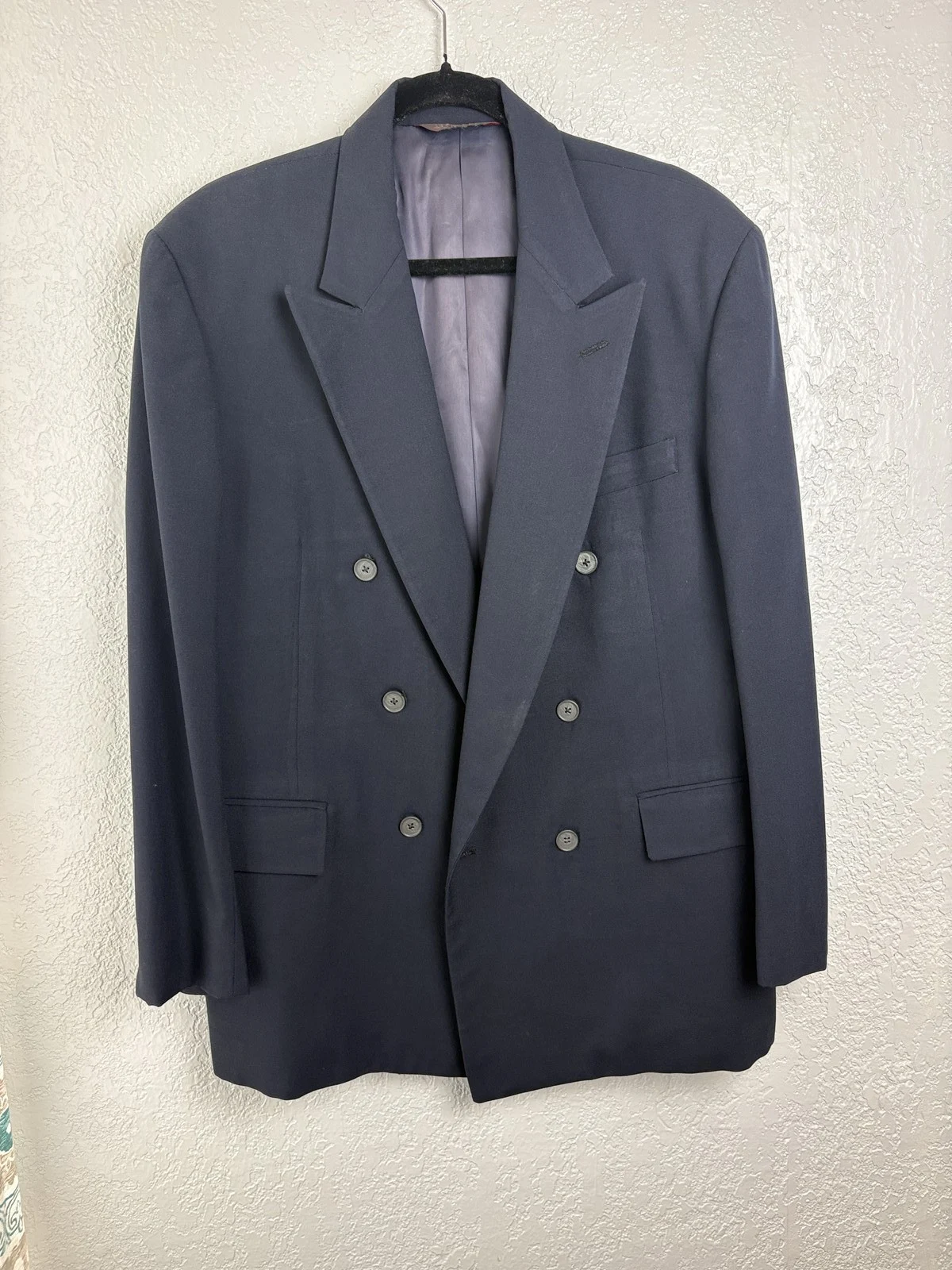 Hertling for Nordstrom Navy Blue 6-Button Double Breasted Wool Blazer