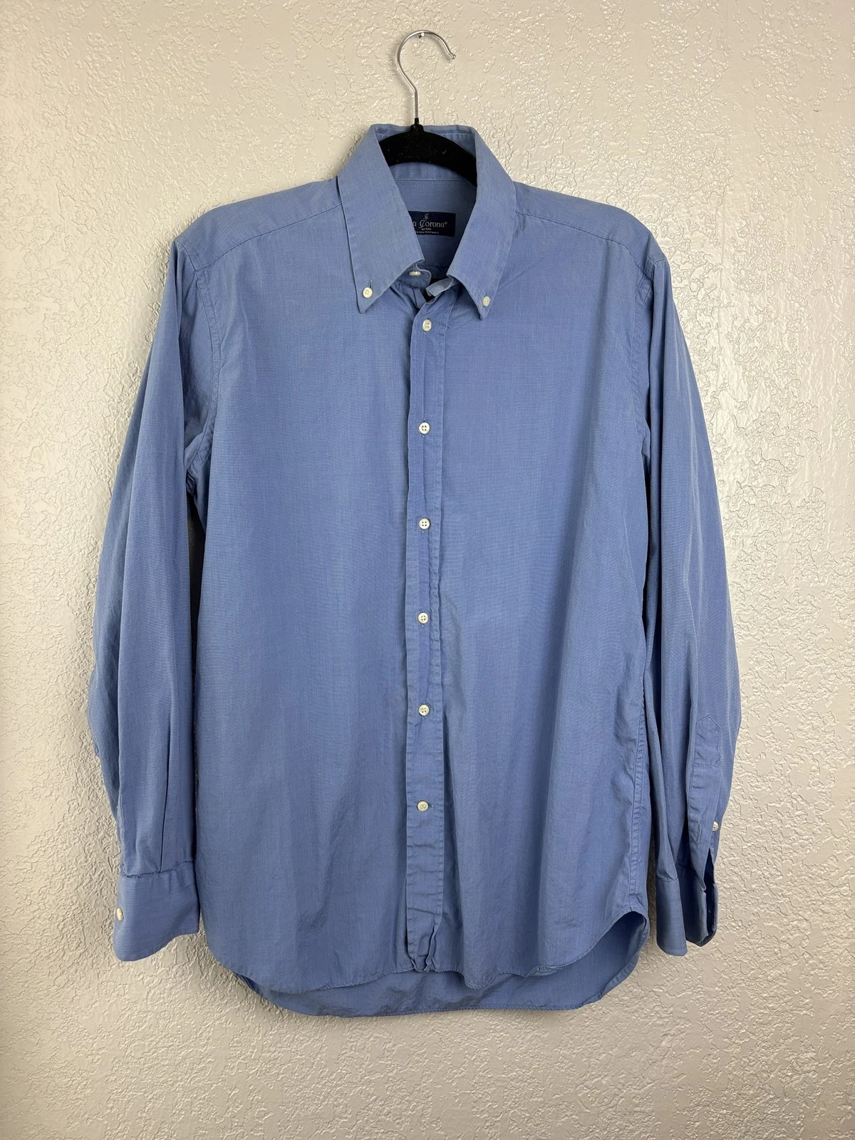 La Corona Roma Men's Blue Button Down Dress Shirt Size 16/21