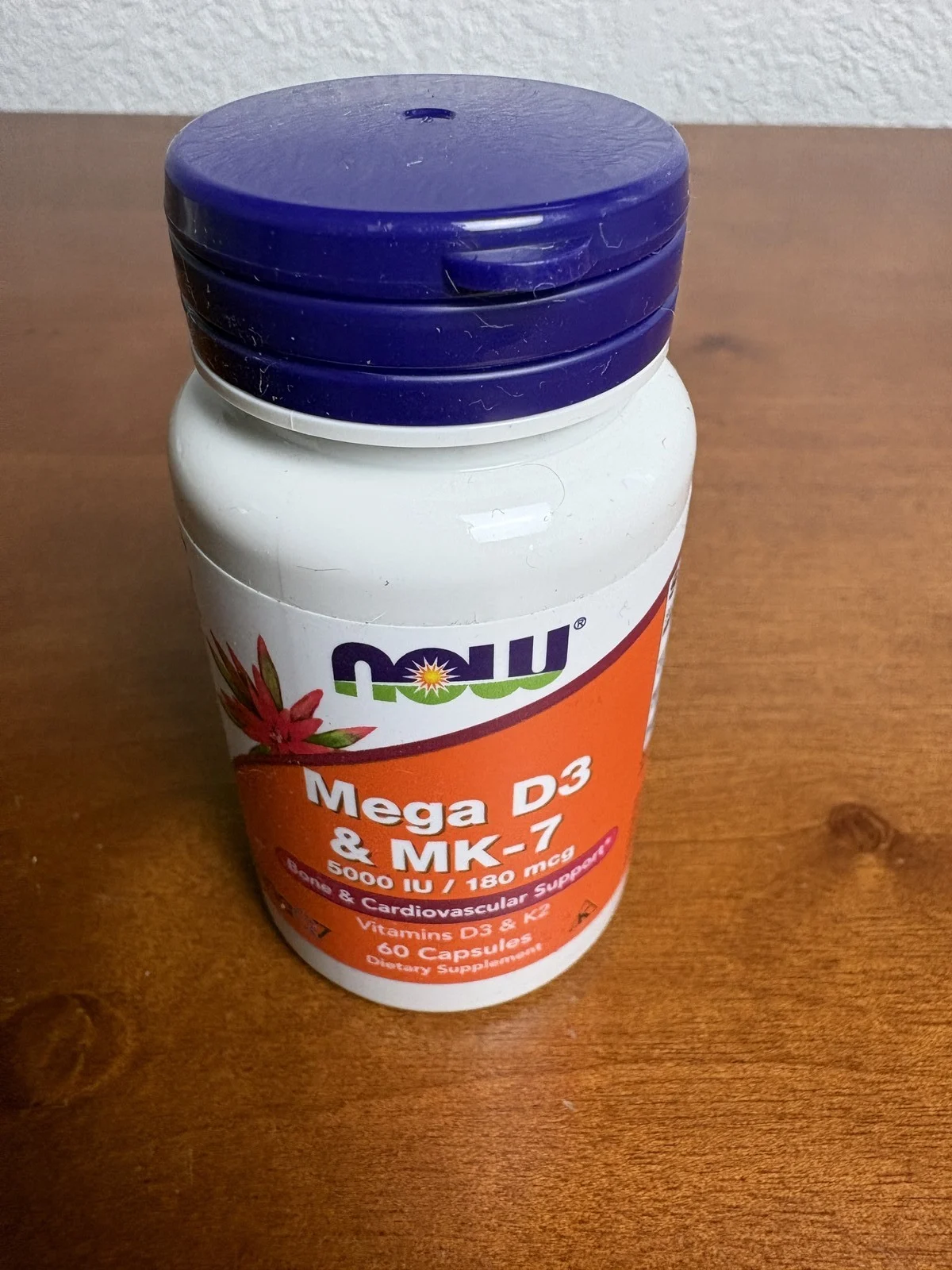 NOW Foods Mega D3 & MK-7 Vitamin Supplement 60 Capsules