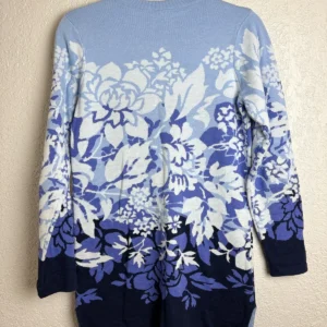 Isaac Mizrahi Live! Blue Floral Gradient Knit Cardigan XXS – photo 2