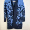 Isaac Mizrahi Live! XXS Blue Floral Open Cardigan Sweater Cotton Blend Snag