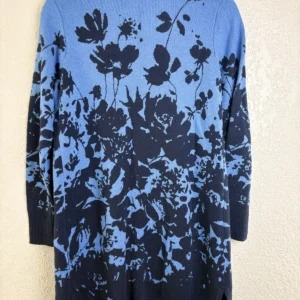 Isaac Mizrahi Live! XXS Blue Floral Open Cardigan Sweater Cotton Blend Snag – photo 2