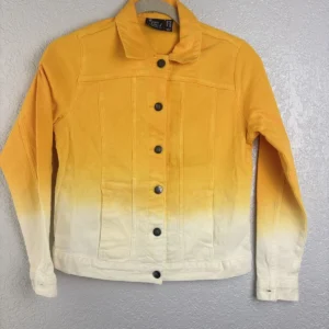 Women with Control by Renee Greenstein Ombre Yellow Denim Jacket XXS