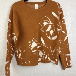 Joie Women's Brown Floral Button Back Sweater Rayon Blend Size S