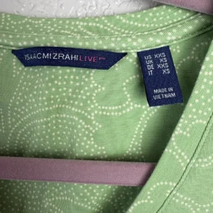 Isaac Mizrahi Live! Green Floral Dotted V-Neck 3/4 Sleeve Top Women's XS – photo 3