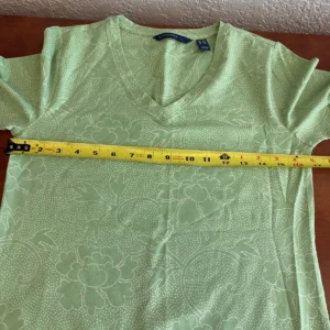 Isaac Mizrahi Live! Green Floral Dotted V-Neck 3/4 Sleeve Top Women's XS – photo 5