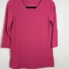 Susan Graver Modern Essentials Pink 3/4 Sleeve Top Women's XXS Polyester Spandex