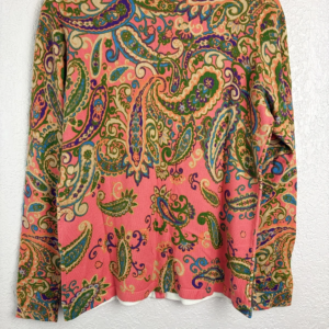 Isaac Mizrahi Live! Women's S Coral Paisley Cardigan Sweater Cotton Blend – photo 2