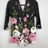 Isaac Mizrahi Live! Floral Cardigan Top Black Pink Green Size XXS