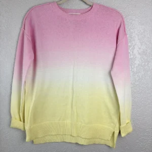 Beachlunchlounge Ombre Pink Yellow White Knit Sweater XS Crew Neck