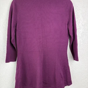 Isaac Mizrahi Live! Women's Purple Cardigan Sweater XS Cotton Blend 3/4 Sleeve – photo 2