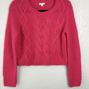 BP. Women's Pink Cable Knit Cropped Sweater Size M Wool Blend Pullover
