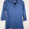 Isaac Mizrahi Live! Essentials Women's Blue 3/4 Sleeve Polo Shirt Size XXS
