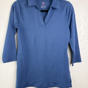 Isaac Mizrahi Live! Essentials Women's Blue 3/4 Sleeve Polo Shirt Size XXS