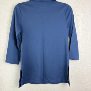 Isaac Mizrahi Live! Essentials Women's Blue 3/4 Sleeve Polo Shirt Size XXS – photo 2