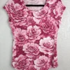 Isaac Mizrahi Live! Women's Pink Rose Floral Scoop Neck T-Shirt Size S