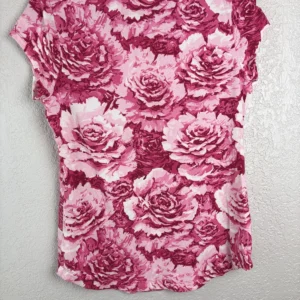 Isaac Mizrahi Live! Women's Pink Rose Floral Scoop Neck T-Shirt Size S – photo 2
