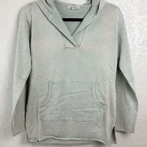 Barefoot Dreams Women's XS Cotton Knit Hoodie Pullover Light Green
