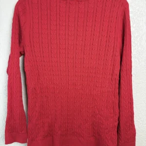 Tommy Hilfiger Women's Red Cable Knit Sweater Size M 100% Cotton – photo 2