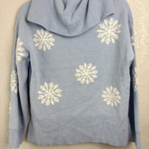 Rachel Zoe Snowflake 1/4 Zip Pullover Sweater Light Blue Women's Size S – photo 2