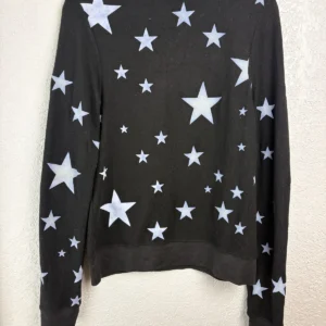 Wildfox Black Star Print Sweatshirt Women's Size S Made in USA Rayon Blend – photo 2