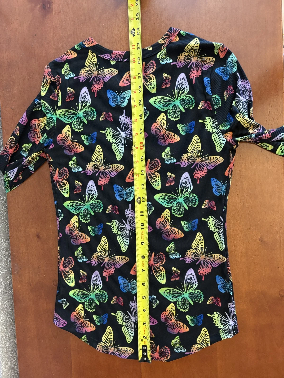 No Boundaries Ribbed Butterfly Long Sleeve Top Black Rainbow Size S (3-5) – photo 6
