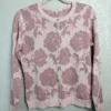Isaac Mizrahi Live! Pink Floral Metallic Cardigan Sweater Women's Size S