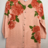 Isaac Mizrahi Live! Peach Floral Button Cardigan Sweater Women's Size S