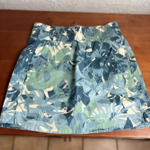 Zuda Studio Park Skort XS Blue Green Leaf Print Cotton Blend