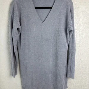 Barefoot Dreams Cozychic Ultra Lite V-Neck Tunic Sweater Gray XS