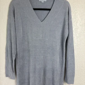 Barefoot Dreams CozyChic Ultra Lite V-Neck Pullover Sweater Blue XS