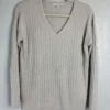 Barefoot Dreams CozyChic Lite Ribbed V-Neck Sweater XS Cream