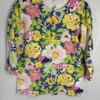 Isaac Mizrahi Live! Floral Cardigan Sweater S Blue Pink Yellow Green Cotton Blen