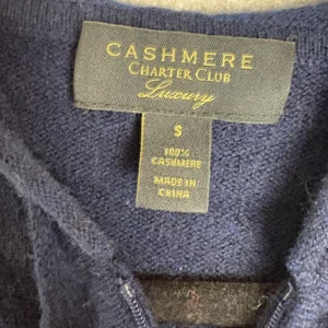 Charter Club Luxury 100% Cashmere Full Zip Hoodie Sweater Navy Blue Women's S – photo 2