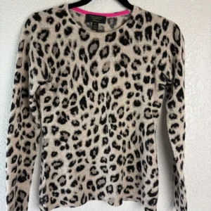 Charter Club Luxury 100% Cashmere Leopard Print Sweater Women's PP