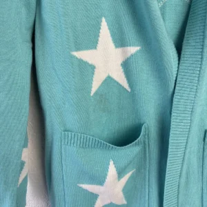 Belle by Kim Gravel XS Blue White Star Cardigan Sweater Open Front – photo 2