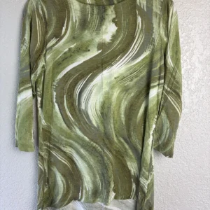 Belle by Kim Gravel Women's Green Swirl 3/4 Sleeve Top Tunic Size 2XL
