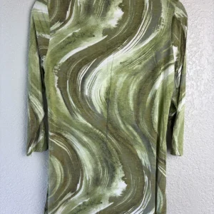 Belle by Kim Gravel Women's Green Swirl 3/4 Sleeve Top Tunic Size 2XL – photo 2
