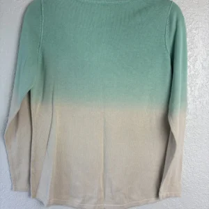 Belle Beach by Kim Gravel Ombre Sweater Mint Green Beige XXS Cotton Blend – photo 2