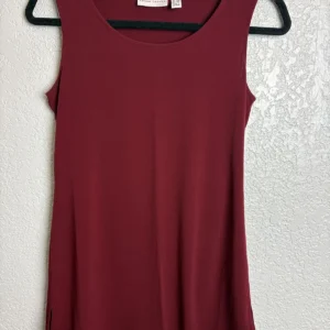Susan Graver Burgundy Sleeveless Tank Top Shell Blouse XXS Polyester Spandex