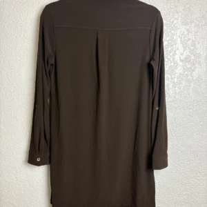 Susan Graver Women's Brown Button-Up Tunic Top Blouse XXS Polyester Spandex – photo 2