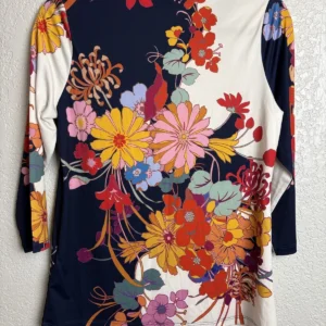 Susan Graver Women's XXS Floral Split Print 3/4 Sleeve Top Blouse – photo 2