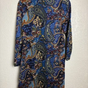 Susan Graver Cardigan XXS Blue Paisley Open Front Long Sleeve Stretch