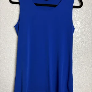 Susan Graver Liquid Knit Tank Top Blouse Royal Blue Sleeveless XS Made in Vietna